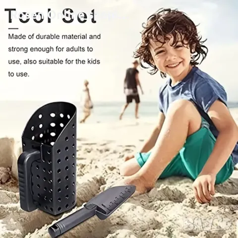 Аксесоари за металдетектор за плажа,лопатка и сито, черни, снимка 3 - Спортна екипировка - 48156993