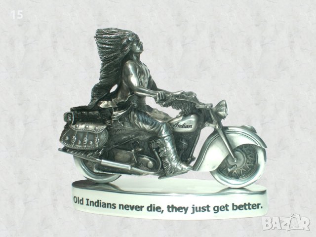 Мотор - Скулптура "Old Indians Never Die" , снимка 3 - Статуетки - 27897309