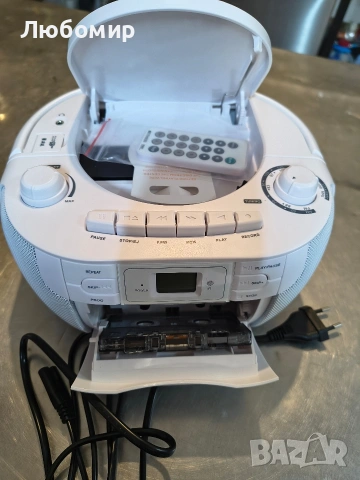 Retekess TR621 CD плейър, CD радио, аудио касетофон, Bommbox стерео със запис, бял, снимка 4 - Аудиосистеми - 53575162