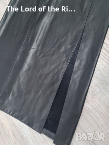 НОВА дълга лъскава кожена рокля Stradivarius Страдивариус - М с етикет, снимка 3 - Рокли - 43739653