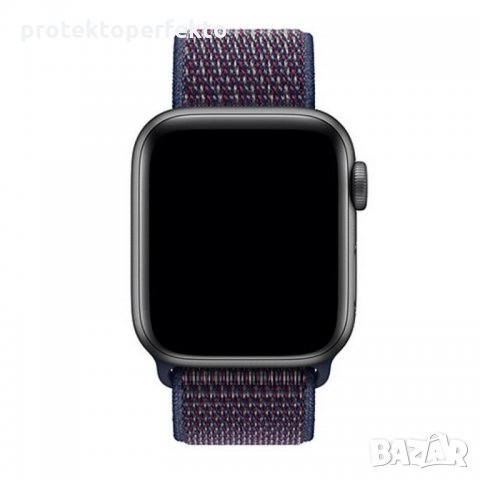 Текстилна каишка band за Apple Watch 7, 6, 5, 4, 3 - велкро черен цвят, снимка 2 - Каишки за часовници - 32356927