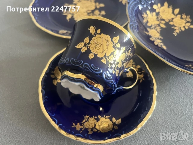 Уникален сет порцелан Echt kobalt с 24K, снимка 2 - Антикварни и старинни предмети - 51338463