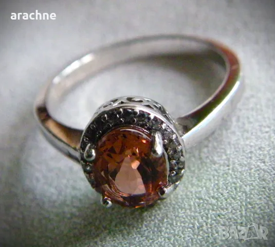 Сребърен пръстен с хризоберил, снимка 2 - Пръстени - 48306247