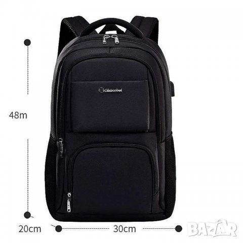 Раница за лаптоп с USB порт, бизнес раница за преносим компютър, черна раница за лаптоп 17.3 инча , снимка 3 - Раници - 38495572