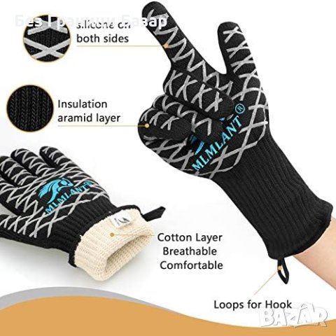 Нов Високотемпературни Грил Ръкавици с Трислойна Защита за скара печене, снимка 5 - Други стоки за дома - 43501671