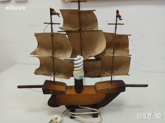 Дървено корабче-лампа -1