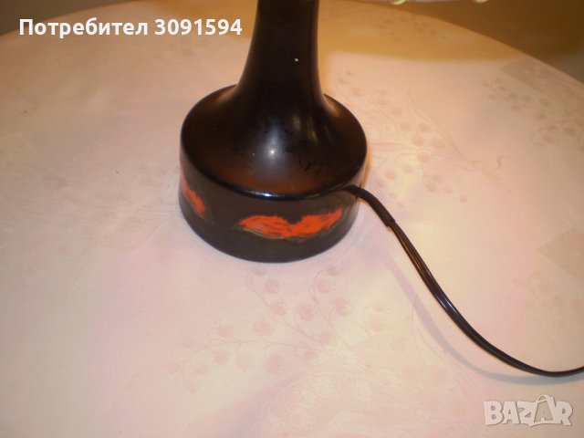стара керамична лампа със рисуван абажур , снимка 4 - Антикварни и старинни предмети - 39776863