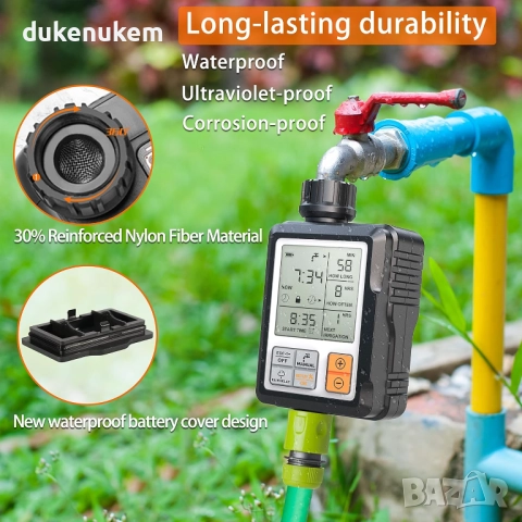 Програматор за напояване, таймер, автоматичен, с голям дисплей, снимка 6 - Напояване - 52812328