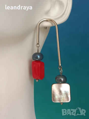 Обици корал, седеф и перли