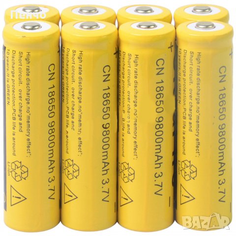 Литиево-йонна акумулаторна презареждаща батерия 3.7V 18650 9800mAh за фенерче LED фенер, челник лазе, снимка 8 - Батерии, зарядни - 23214187