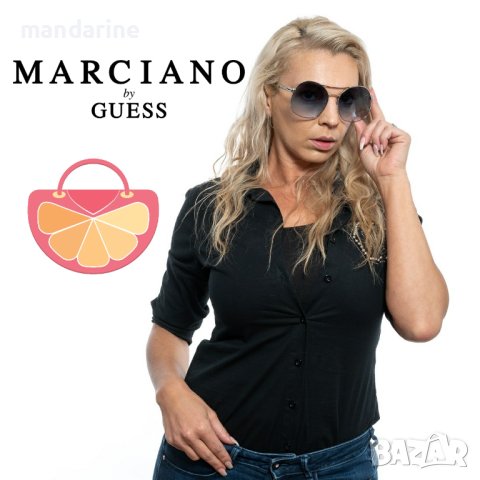 GUESS BY MARCIANO 🍊 Дамски метални слънчеви очила "SILVER & GREEN" нови с кутия