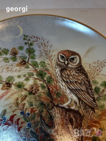 Австрийска порцеланова декоративна чиния сова, снимка 4 - Колекции - 37692757