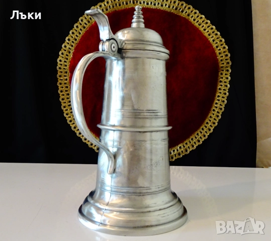 Кана от калай,калаена кана с капак,средновековен дизайн. , снимка 11 - Антикварни и старинни предмети - 51515248