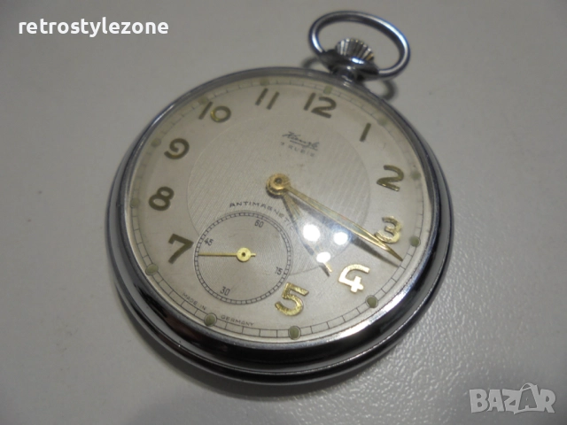 № 8410 Винтидж механичен джобен часовник KIENZLE  Стар оригинален немски джобен часовник KIENZLE, снимка 4 - Антикварни и старинни предмети - 52775779