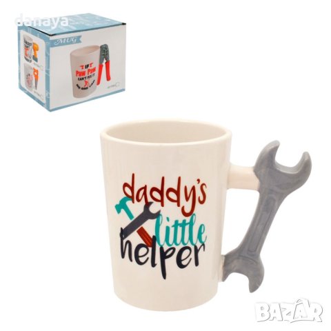 4327 Забавна чаша с дръжка Гаечен ключ и надпис Daddy’s little helper
