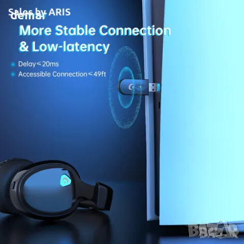 Безжични слушалки Gvyugke за игри, 2,4 GHz, черно синьо, снимка 5 - Bluetooth слушалки - 49825681