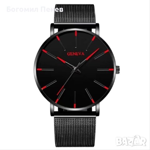 Мъжки часовник “GENEVA” - червен, снимка 2 - Мъжки - 43218609