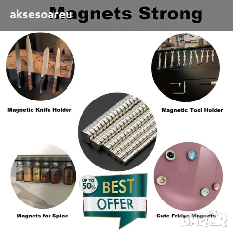 10 бр. Супер силни нови неодимови дискови малки 10 х 2 мм. мощни магнити за хладилник и офис магнит, снимка 10 - Други инструменти - 50522985