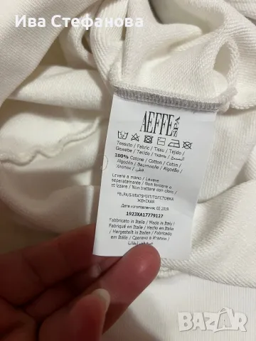 Оригинална бяла блуза Moschino 100 % памук памучна универсален размер суичър суитшърт с качулка, снимка 7 - Суичъри - 48091949