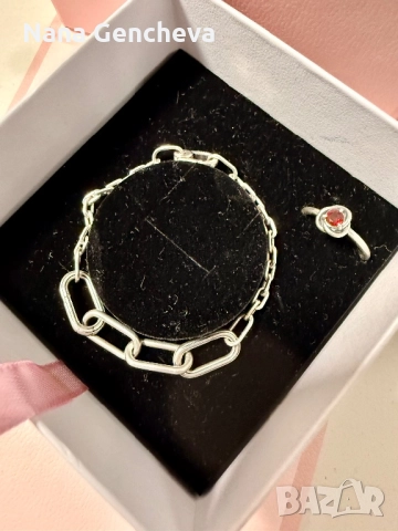 Pandora гривна и пръстен, снимка 2 - Гривни - 52908358