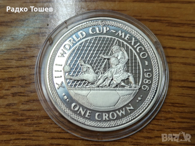 Остров Ман 1 крона 1986 СРЕБРО