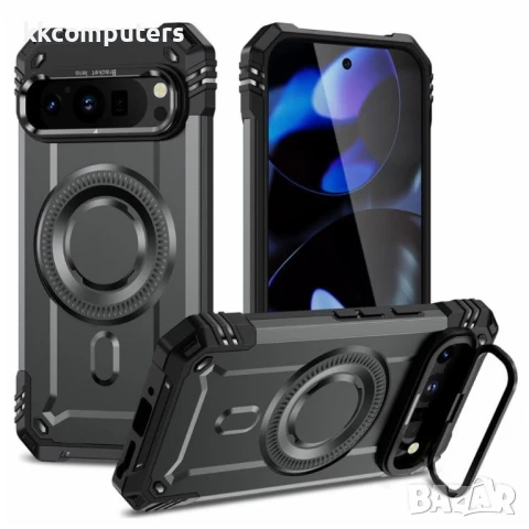 Google Pixel 9 Pro / Pixel 9 Magnetic Case Lens /Kickstand PC + TPU Удароустойчив Ring Holder2 Калъф, снимка 3 - Калъфи, кейсове - 51122629