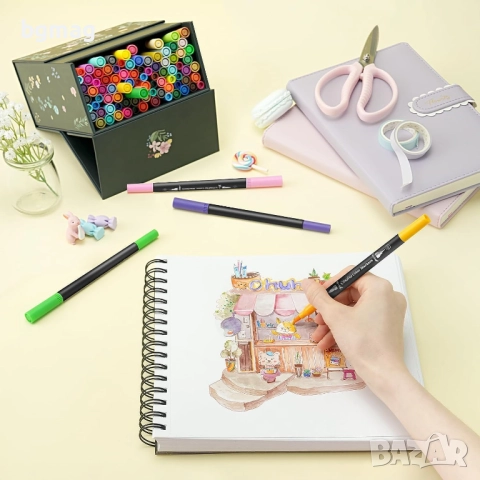  Ohuhu Maui Series маркери с два писеца тип четка и тънък писец, Ohuhu 100 цвята , снимка 11 - Ученически пособия, канцеларски материали - 52182038