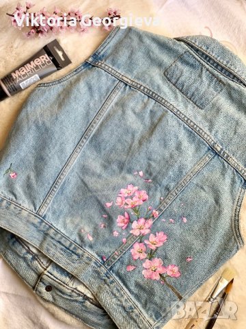 Рисувано дънково елече, снимка 4 - Елеци - 40145041