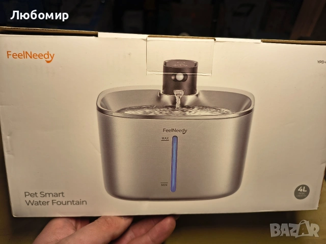 Безжичен фонтан за вода за котки, захранван с батерии фонтан за вода за домашни любимци 4 литра , снимка 3 - За котки - 47482215