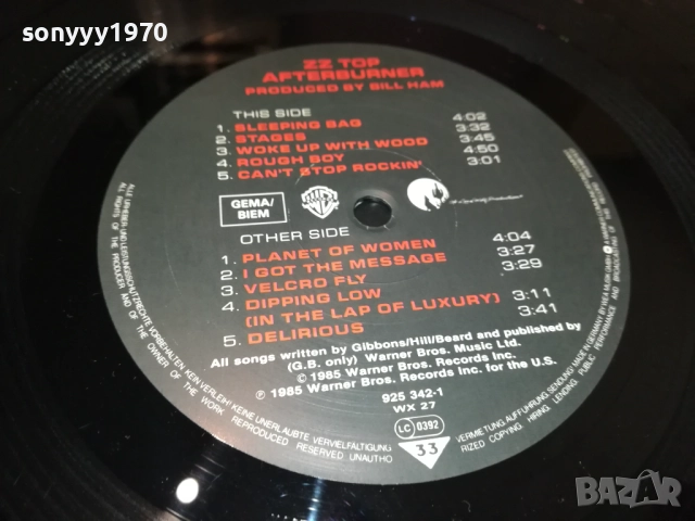 ZZ TOP AFTERBURNER-ВНОС ENGLAND 1210251148, снимка 8 - Грамофонни плочи - 52025578