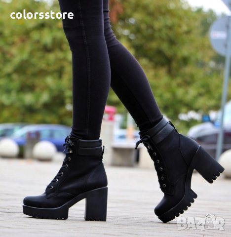 Боти на ток - черна кожа с черно ходило - 3020, снимка 2 - Дамски боти - 30239128