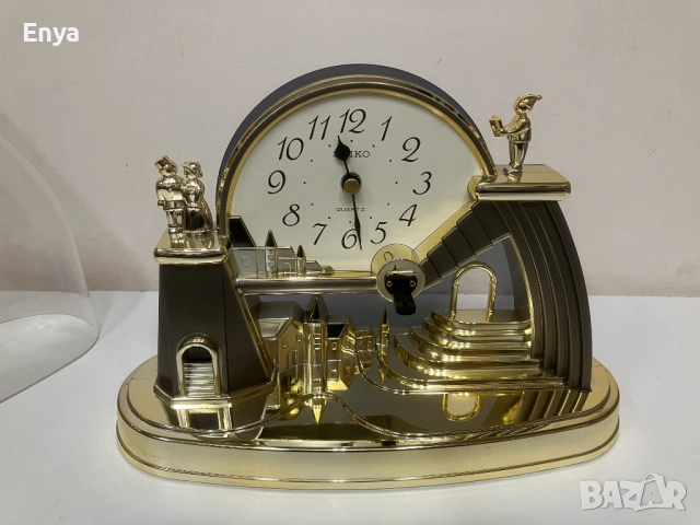 Настолен часовник Seiko с батерии и въртележка - не работи, снимка 2 - Антикварни и старинни предмети - 52583438