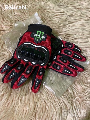 Чисто нови ръкавици за мотор Monster с протектори/Черно с червено/Размер L, снимка 9 - Аксесоари и консумативи - 43975519