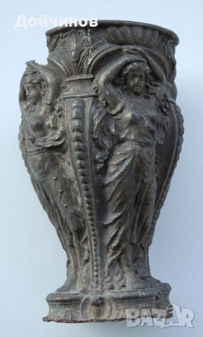 Антика, старинна ваза, скулптура, с фигури на Афродита, метална сплав., снимка 2 - Антикварни и старинни предмети - 37163579