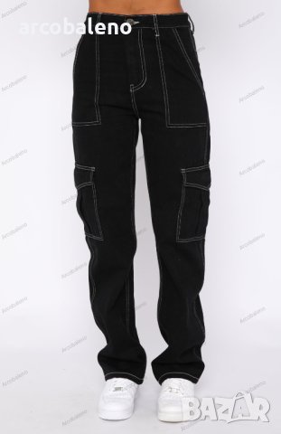 Модерен дамски пачуърк прав панталон с много джобове, 2цвята, снимка 4 - Панталони - 44014701