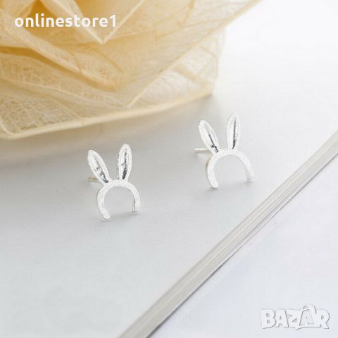 Сребърни Обеци Заек - 925 печат сребро BA239, снимка 2 - Обеци - 28148060