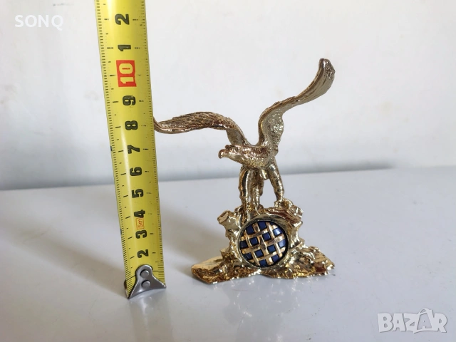 Уникална Статуетка Златен Орел Със Емайл, снимка 9 - Колекции - 53225612