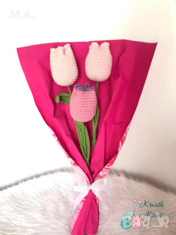 Ръчно изработени цветя за 8-ми Март, снимка 2 - Декорация за дома - 53275135