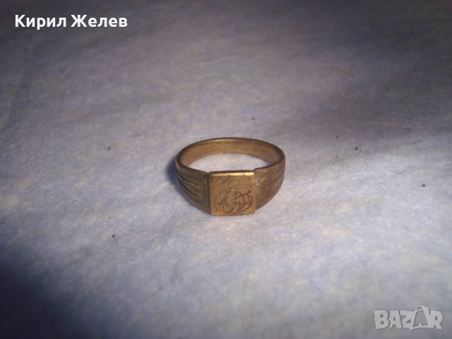 СТАРИНЕН ПОЗЛАТЕН БРОНЗОВ АРТ ДЕКО МАЙСТОРСКИ ПРЪСТЕН УНИКАТ с БУКВА - Е - РЪЧНО ОРНАМЕНТИРАН 28412, снимка 13 - Антикварни и старинни предмети - 37395552