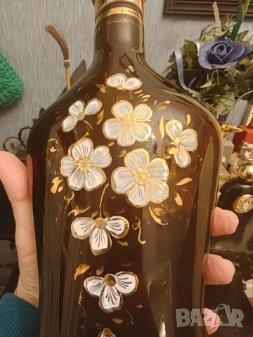 Шише за алкохол Мурано рисувано с позлата, снимка 5 - Декорация за дома - 48695326