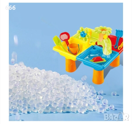 Маса за игра с пясък и вода с капак и аксесоари, многоцветна, снимка 3 - Други - 52579048