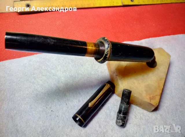 Стара ПИСАЛКА СВОБОДА и СТАРИНЕН ПОСТАМЕНТ ПРЕСПАПИЕ от ЕГИПЕТСКИ АЛАБАСТЪР / ОНИКСОВ МРАМОР и ДЪРВО, снимка 4 - Антикварни и старинни предмети - 48724890