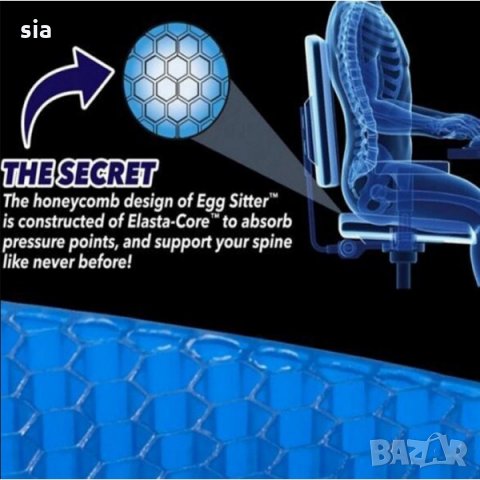 Гел възглавница за стол, кола, офис Egg Sitter, снимка 3 - Масажори - 29064887