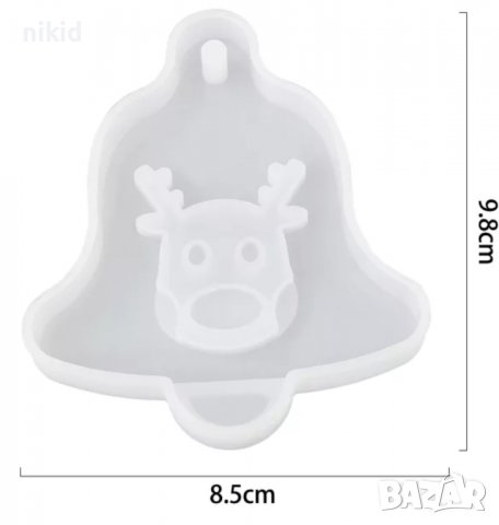 Камбанка камбана с Елен Коледен Силиконов молд форма молд фондан шоколад смола гипс висулка, снимка 2 - Форми - 38181166