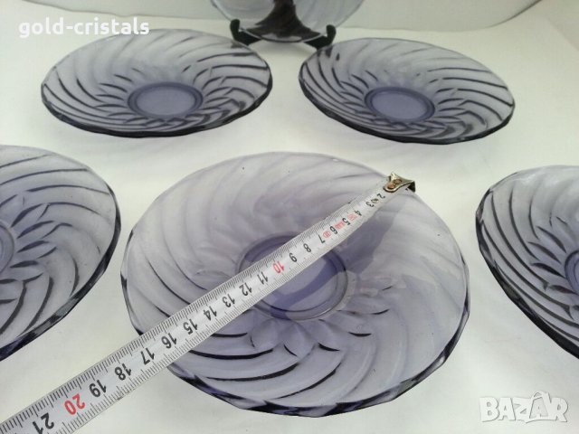 Ретро стъклени чинии цветно лилаво стъкло, снимка 2 - Антикварни и старинни предмети - 32339594
