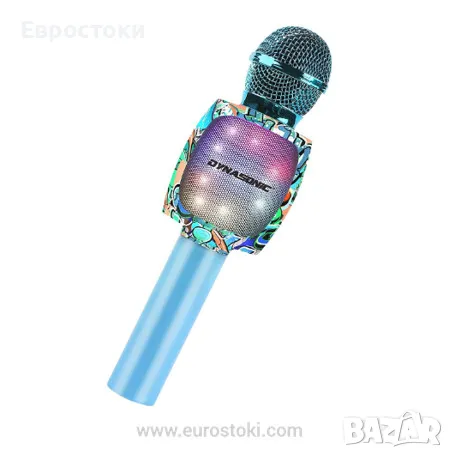 Безжичен караоке микрофон DYNASONIC, преносим Bluetooth караоке микрофон с диско LED светлини