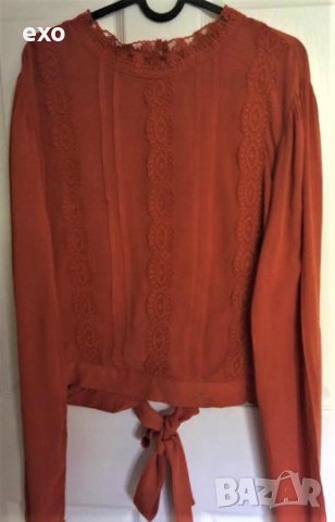 Копринена блуза, Копринена блуза екрю, Копринена блуза брик, Нежна копринена блуза, снимка 5 - Блузи с дълъг ръкав и пуловери - 43392368