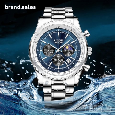 Елегантен кварцов часовник LIge, снимка 3 - Мъжки - 43198011