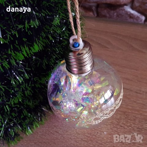 1260 Светеща коледна топка с pvc дантела за украса на елха 8см диаметър, снимка 7 - Декорация за дома - 27032050