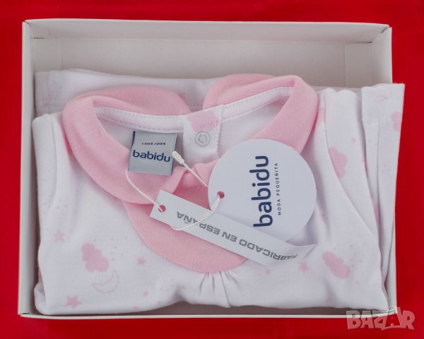 Памучен бебешки комплект за новородено в розово и бяло марка babidu , снимка 2 - Комплекти за бебе - 32920893